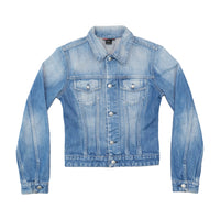 Diesel Distressed Light Wash Button-Up Denim Jacket