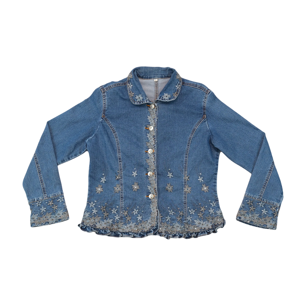 Vintage Floral Embroidered Denim Jacket