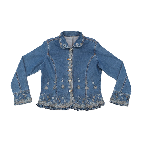 Vintage Floral Embroidered Denim Jacket