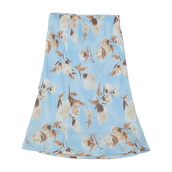 Esisto Blue Floral Bias Cut Midi Skirt