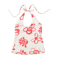 Top de alças Halter Y2K com estampado floral