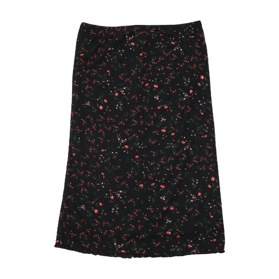 Vintage Black Ditsy Floral Midi Skirt