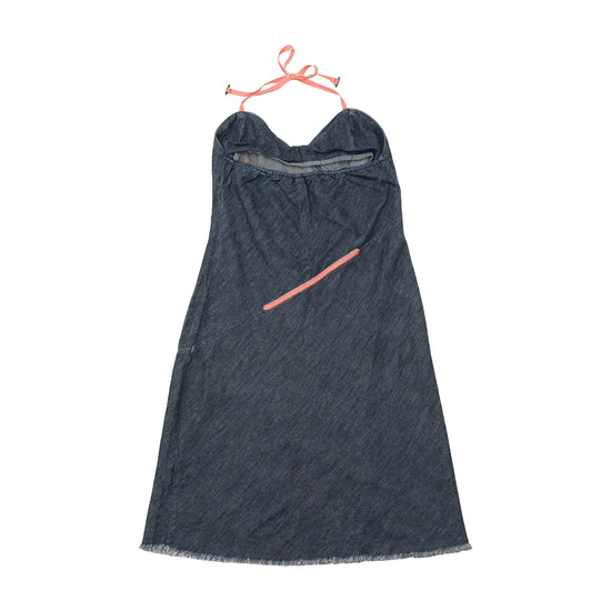 Vestido Halter Y2K em ganga de Lavagem Escura