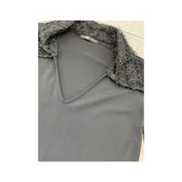 Bibiko Glitter Trim Bell Sleeve V-Neck Blouse