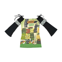 Custo Barcelona Graphic Market Print Bell Sleeve Blouse