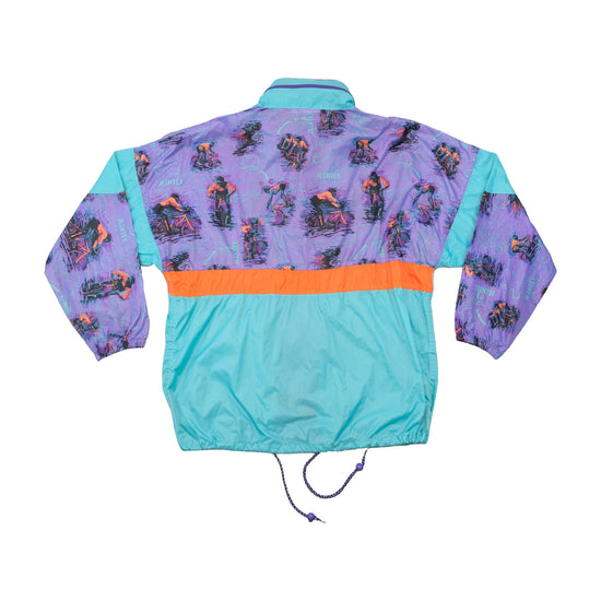 JEANTEX Vintage 80s Cycling Print Colorblock Jacket
