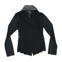 Black Mesh Grungy Collared Blouse