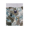 Classic Fashion Blue & Brown Abstract Print Snap Button Shirt