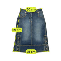 Marello Marani Vintage Denim Midi Skirt with Side Button Tab Details