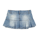 Mezzo Faded Pleated Denim Mini Skort