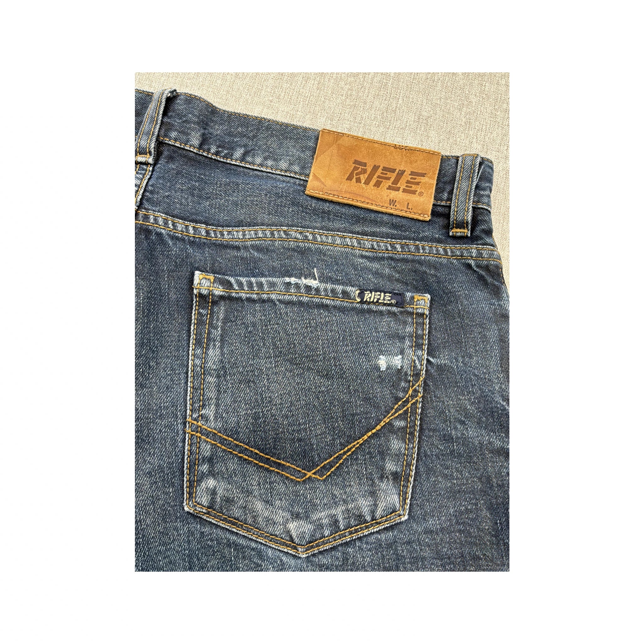 Rifle Faded Blue Cotton Straight Leg Jeans