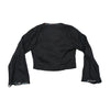 Americo Tavar Embellished V-Neck Tie Front Cropped Blouse