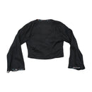 Americo Tavar Embellished V-Neck Tie Front Cropped Blouse