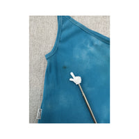 Americo Tavar Blue One Shoulder Lettuce Hem Tank Top