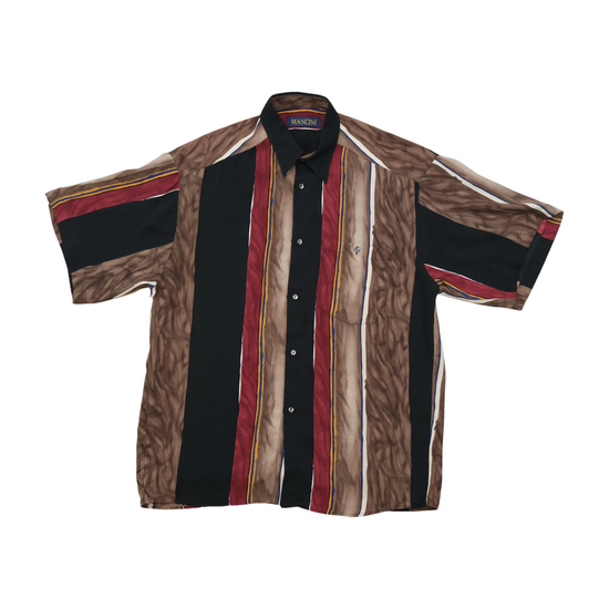 Mancini Abstract Vertical Stripe Short Sleeve Button-Up Shirt