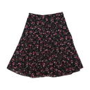 Black Floral A-Line Midi Skirt