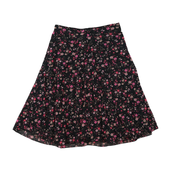 Saia Midi Linha a preta floral