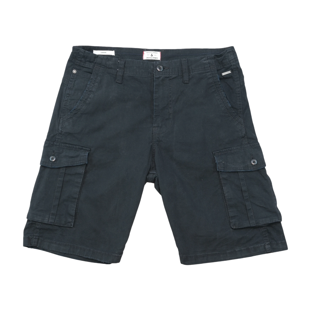 Jack & Jones Black Cotton Cargo Shorts