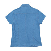 Blue Jeans Basic Distressed Wash Button-Up Short Sleeve Shirt