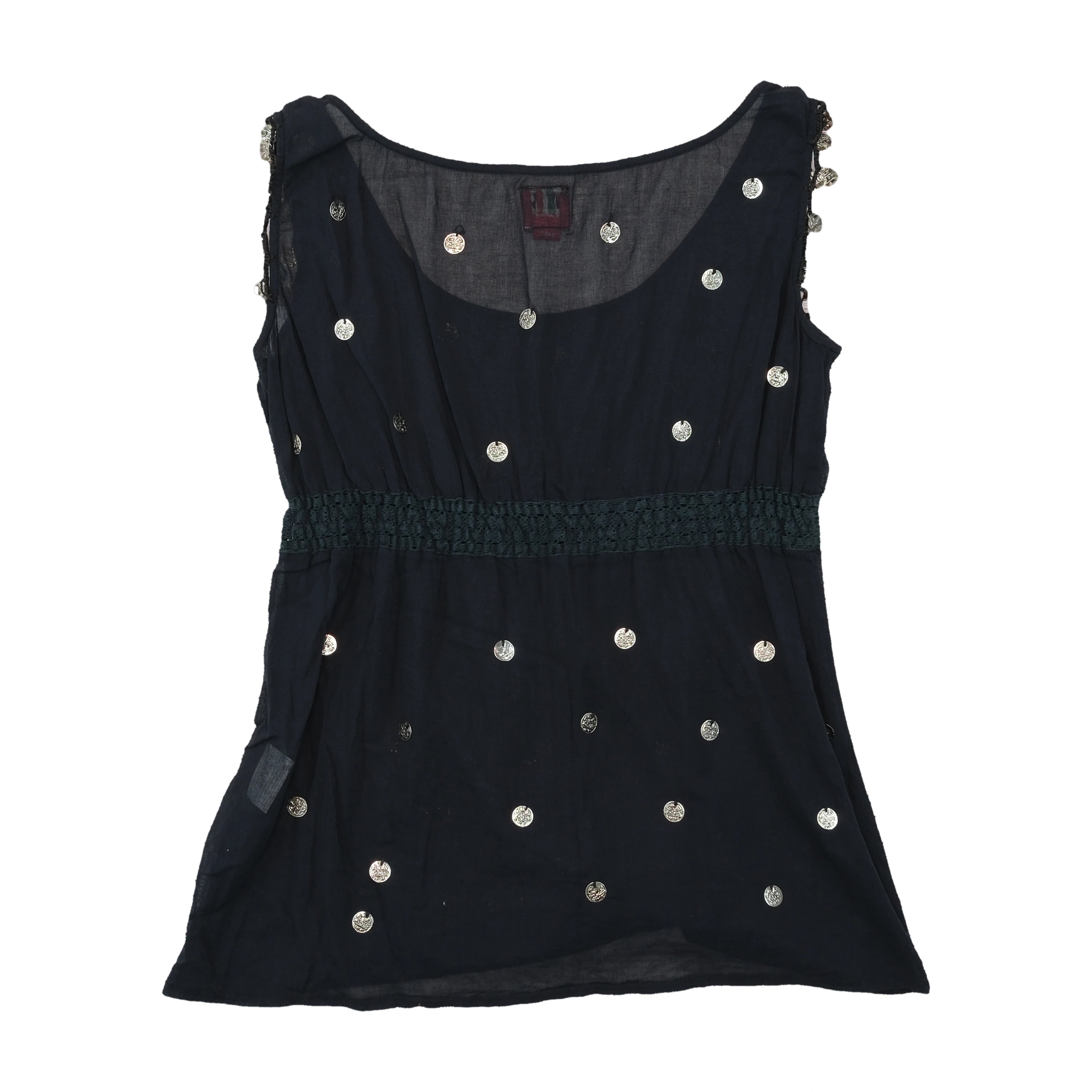 Miss Sixty Embellished Sheer Cotton Tank Top