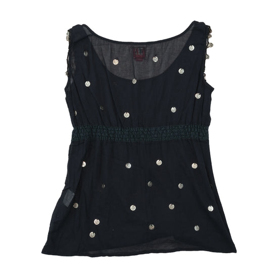 Miss Sixty Embellished Sheer Cotton Tank Top