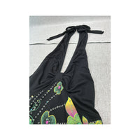 Diva Queen Butterfly Rhinestone Halter Handkerchief Dress