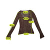 Brown Crochet Knit V-Neck Sweater