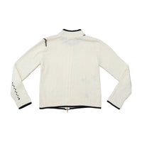 Z&D Fashion Contrast Stitch Full Zip Wool Sweater