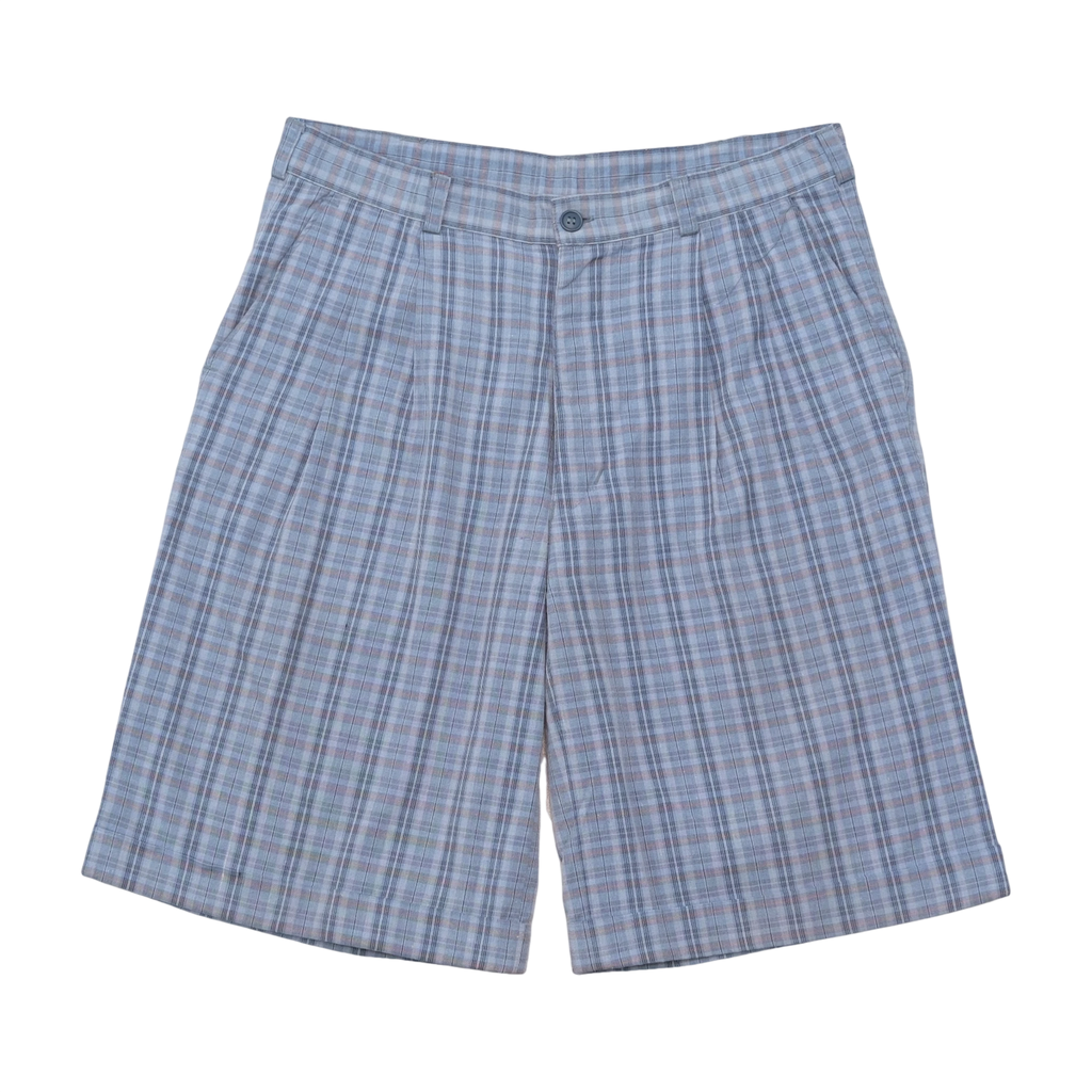 Le Frog Plaid Pleated Cotton Blend Shorts