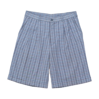 Le Frog Plaid Pleated Cotton Blend Shorts