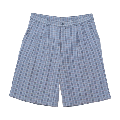 Le Frog Plaid Pleated Cotton Blend Shorts