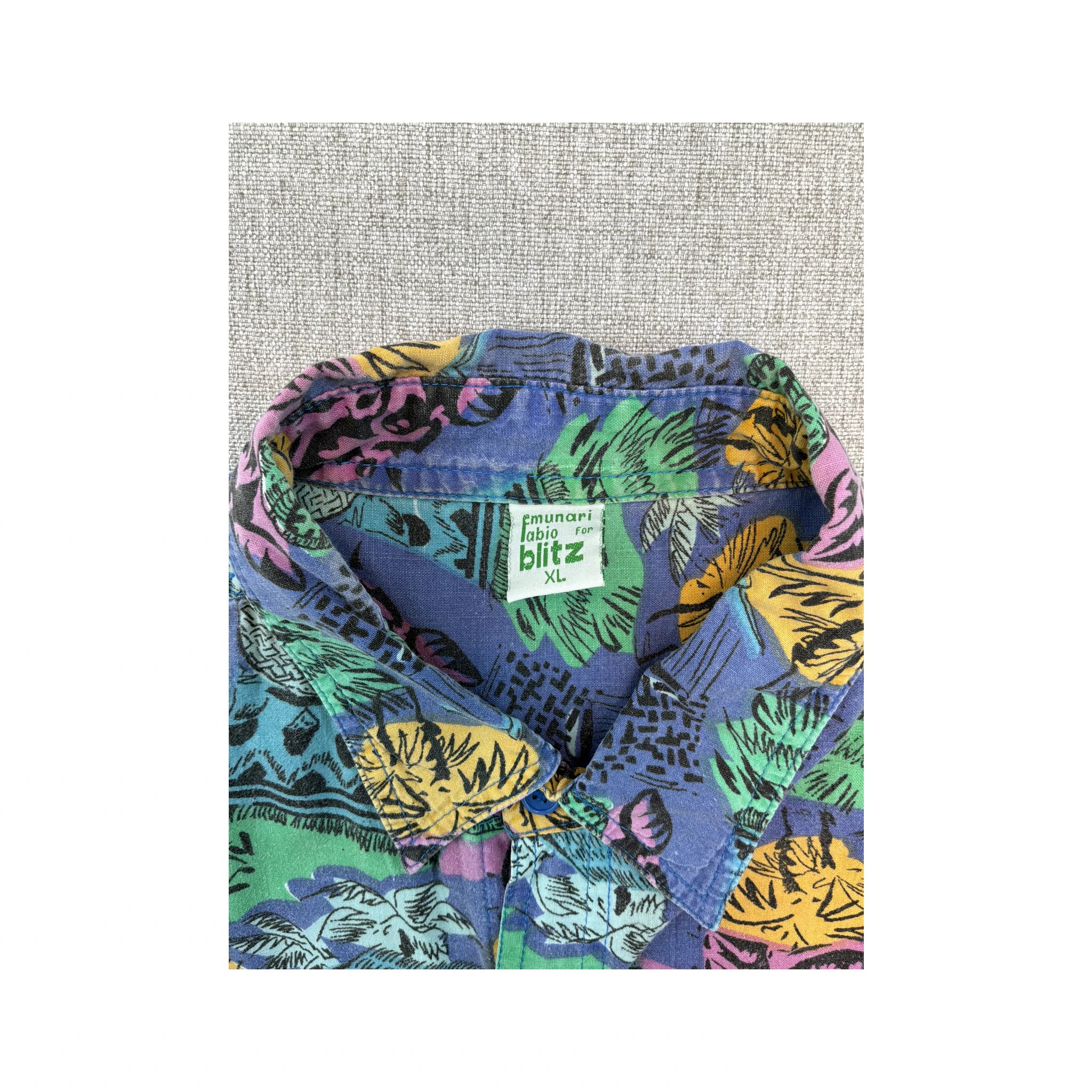 munari fabio for blitz Vintage Abstract Print Button Up Shirt
