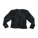 Blusa vintage preta em Viscose Texturada Brilhante com estampado floral