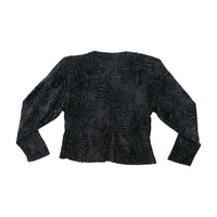 Blusa vintage preta em Viscose Texturada Brilhante com estampado floral