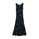 Vintage Black Floral Sleeveless Maxi Dress
