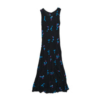 Vintage Black Floral Sleeveless Maxi Dress