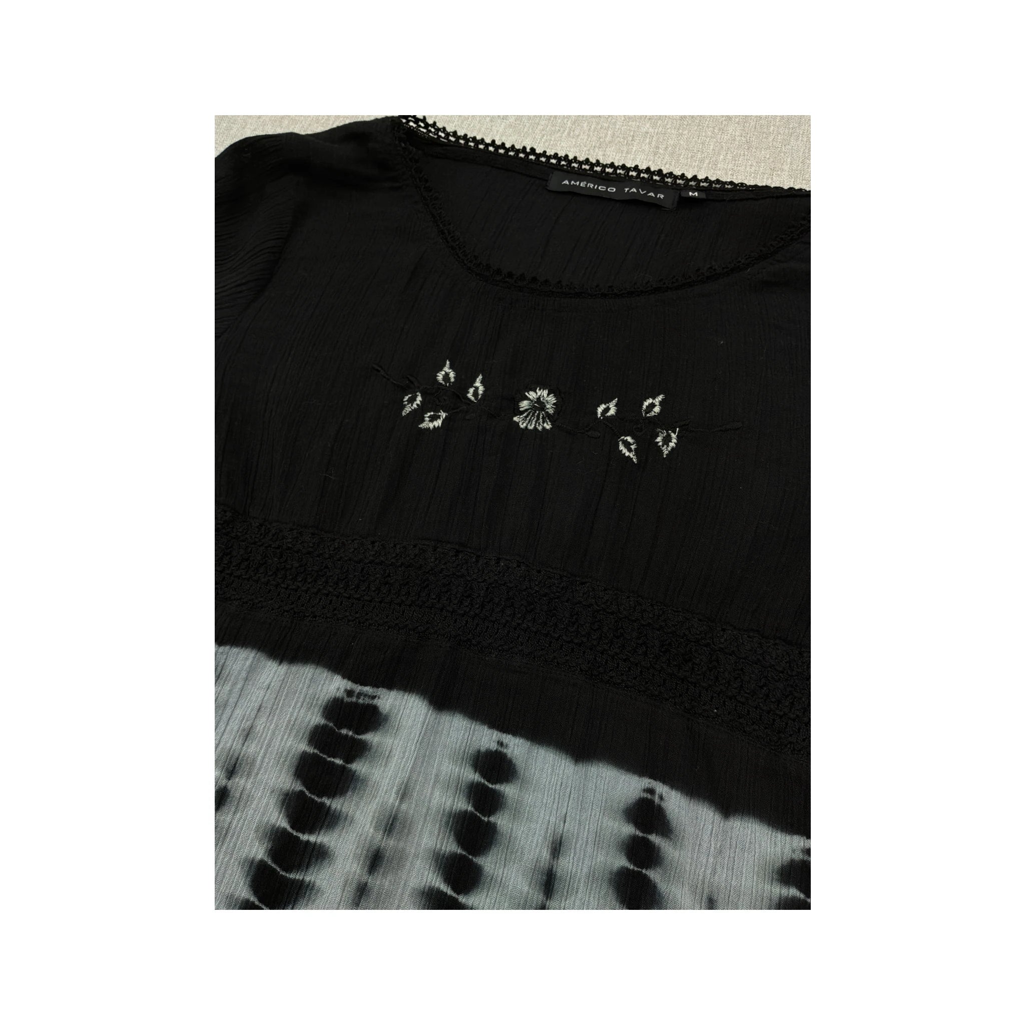 Americo Tavar Embroidered Tie Dye Cotton Blouse