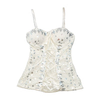 Pretty Sequin Lace-Up Corset Tank Top