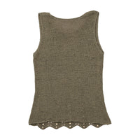 Vintage Olive Knit Beaded Tank Top
