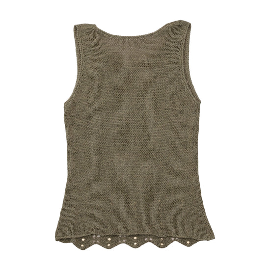 Vintage Olive Knit Beaded Tank Top