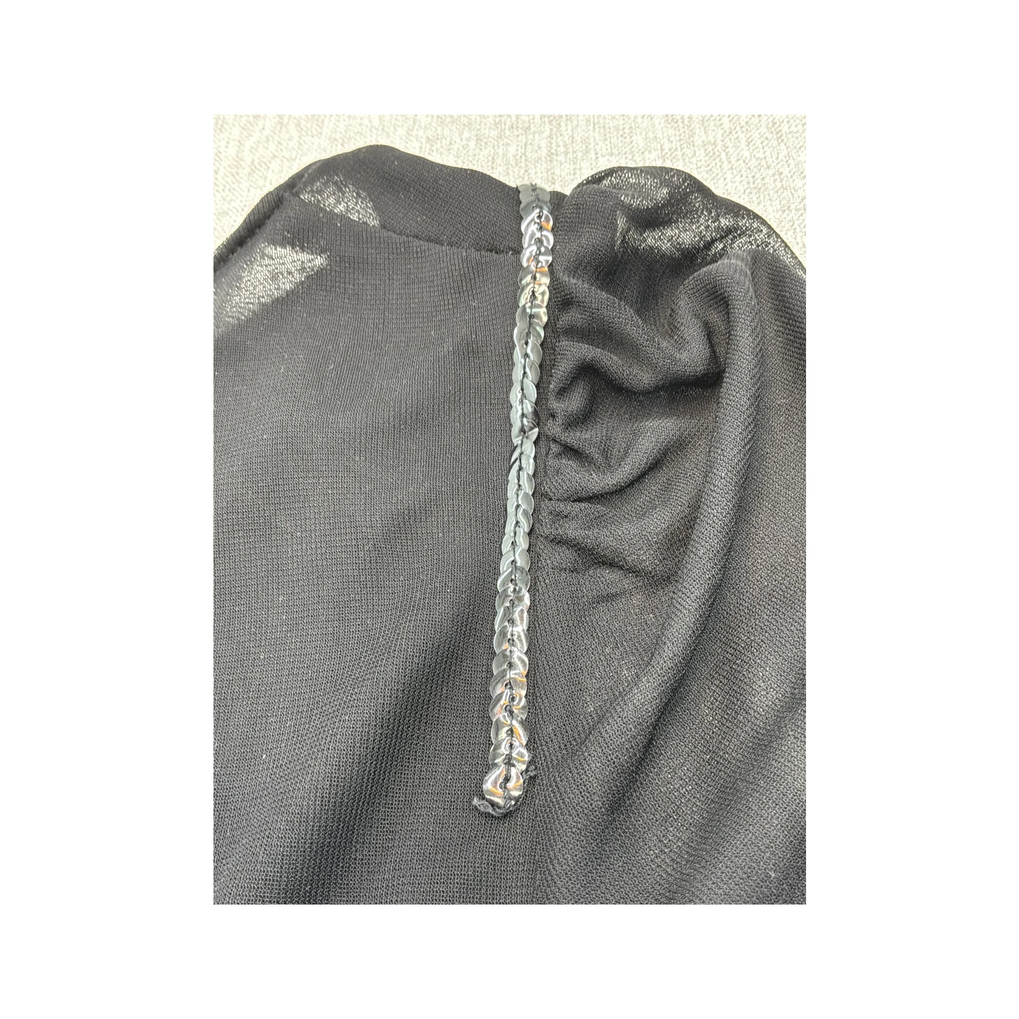 Rossella Sport Vintage Black Sheer Sequin Detail Polyester Blouse