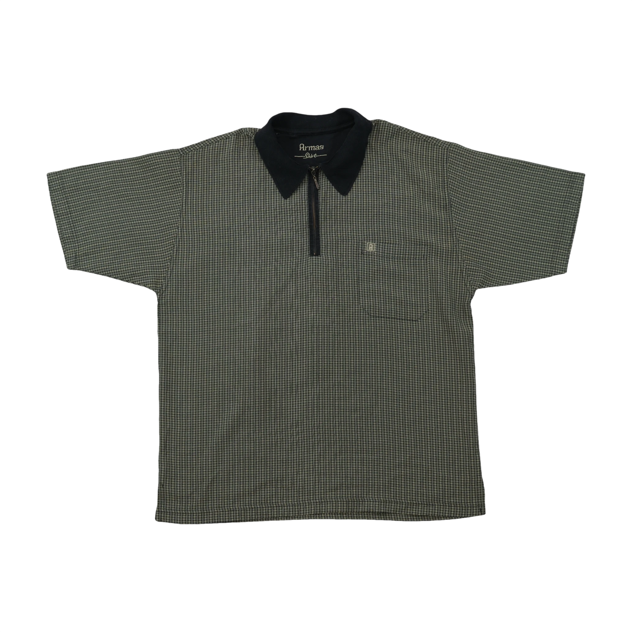 Camisa Armas com Micro Quadrados e gola com Fecho