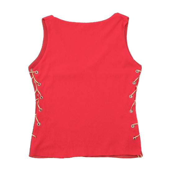 Vintage Red Side Lace-Up Tank Top