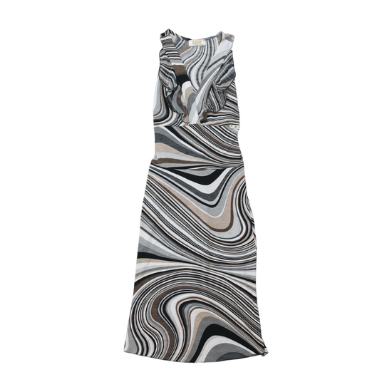 Vestido Midi SNOB sem mangas com estampado abstrato em Espiral