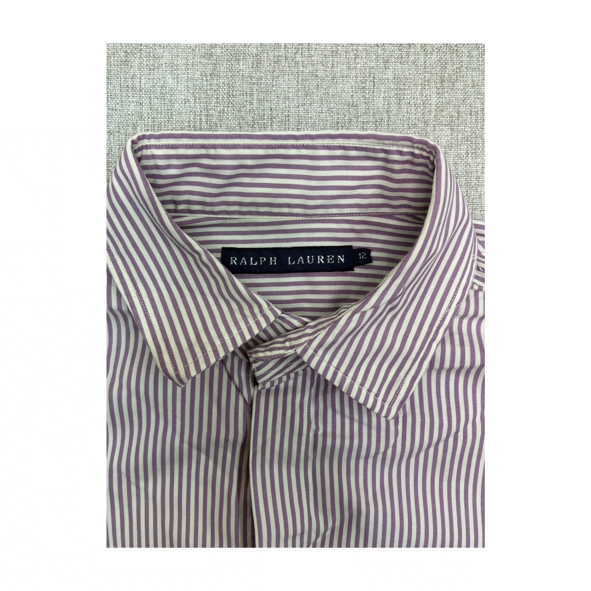 Camisa Ralph Lauren roxa de Manga curta às riscas com Botões