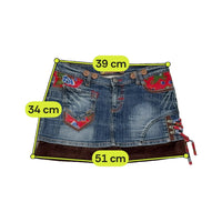 Deploy Floral Patchwork Denim Mini Skirt