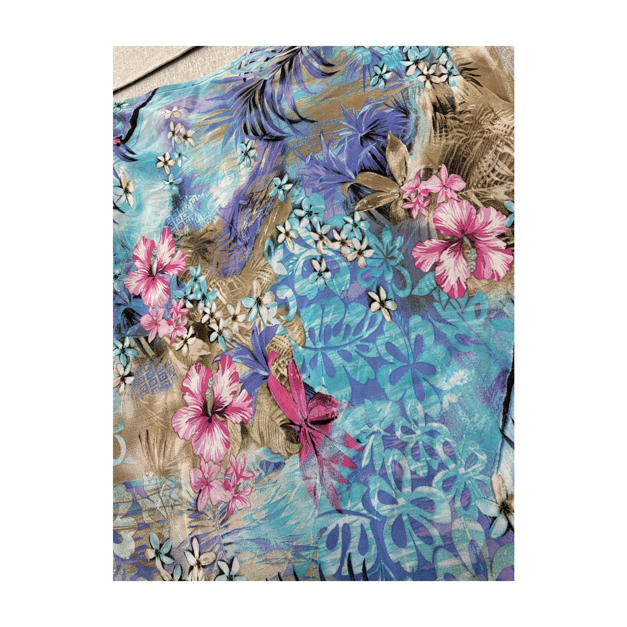 Saia Linha a azul com estampado floral Tropical (Made in Italy)
