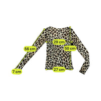 Leopard Print Sheer Mesh Long Sleeve Blouse