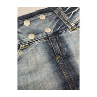 Blue Collection Washed Denim Mini Skirt with Double-Button Waist