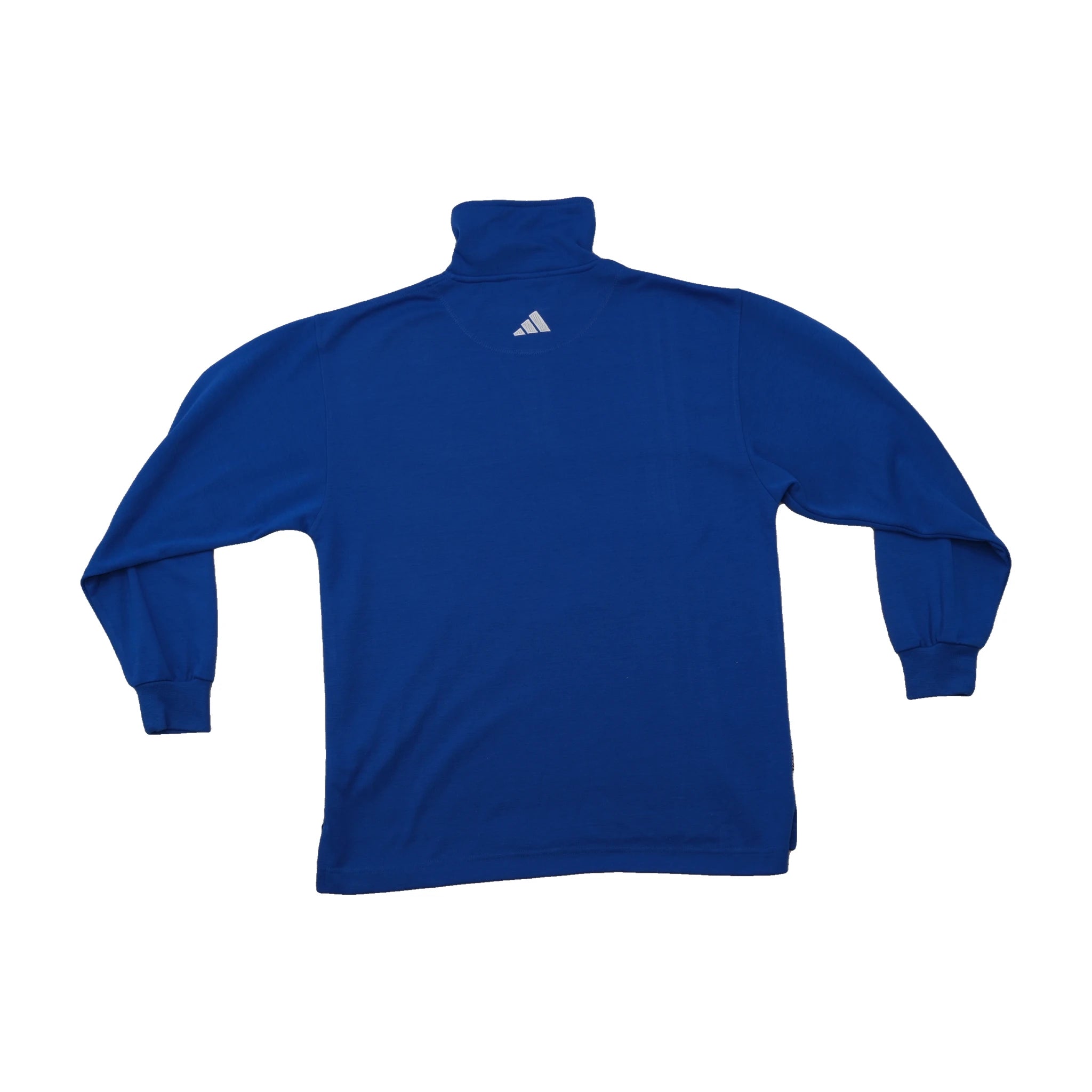 Adidas Vintage Blue 3-Stripe Quarter-Zip Cotton Sweater